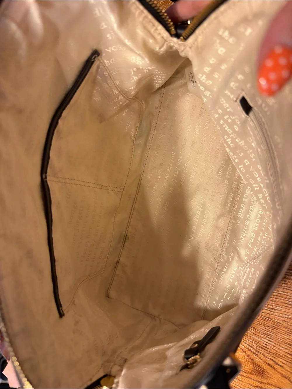 kate spade Black and Cream Geometric Satchel with Crossbody Strap